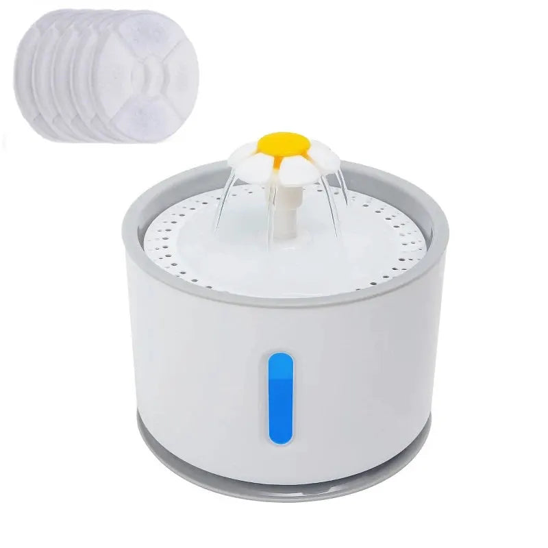 Automatic Pet Cat Water Fountain with LED Lighting 5 Pack Filters 2.4L USB Dogs Cats Mute Drinker Feeder Bowl Drinking Dispenser by Furtastic Pet Essentials