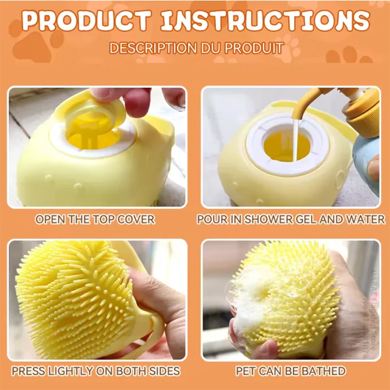 Pet Bath Massage Brush Silicone Safe Tool For Dogs Cats
