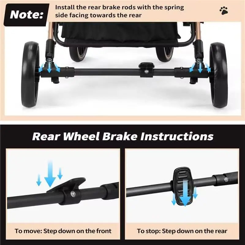 XMSJ 4-Wheel Premium 3-In-1 Foldable Pet Stroller Carrier