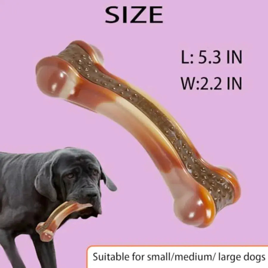 Dog Bones Chew Toys for Aggressive Chewers 6 Pack Real Chicken Flavor Indestructible Dog Teething Chew Toys for Large/Medium/Sm by Furtastic Pet Essentials