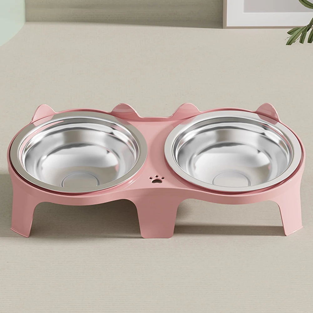 Stainless Steel Cat Food and Water Bowl Anti Tip Design