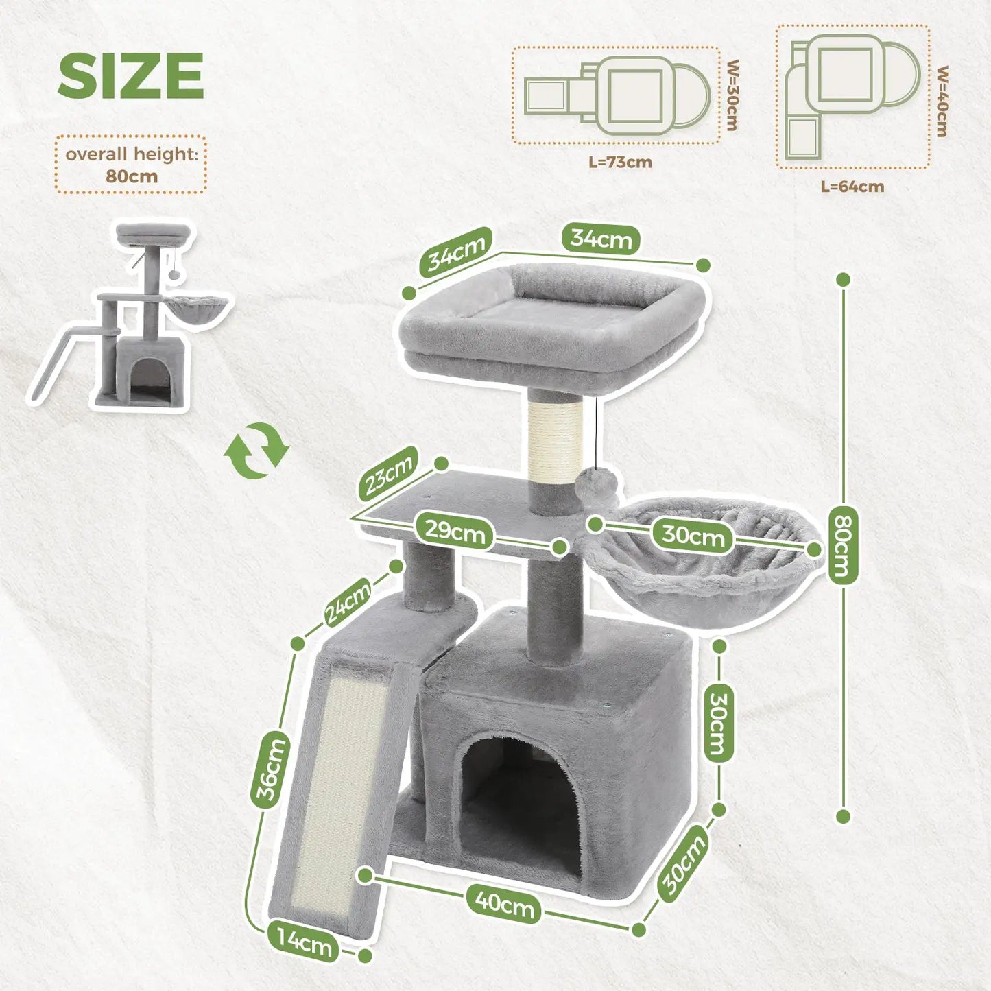 PAWZ Road Cat Tree Tower For Indoor Cats Scratching Posts by Furtastic Pet Essentials