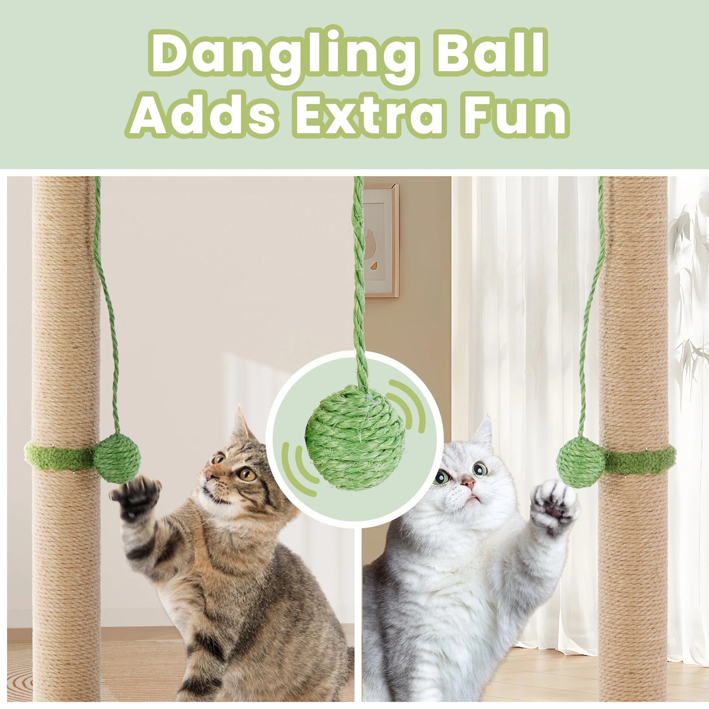 JHK Palm Tree Cat Scratching Post 33In For Indoor Cats With Dangling Ball