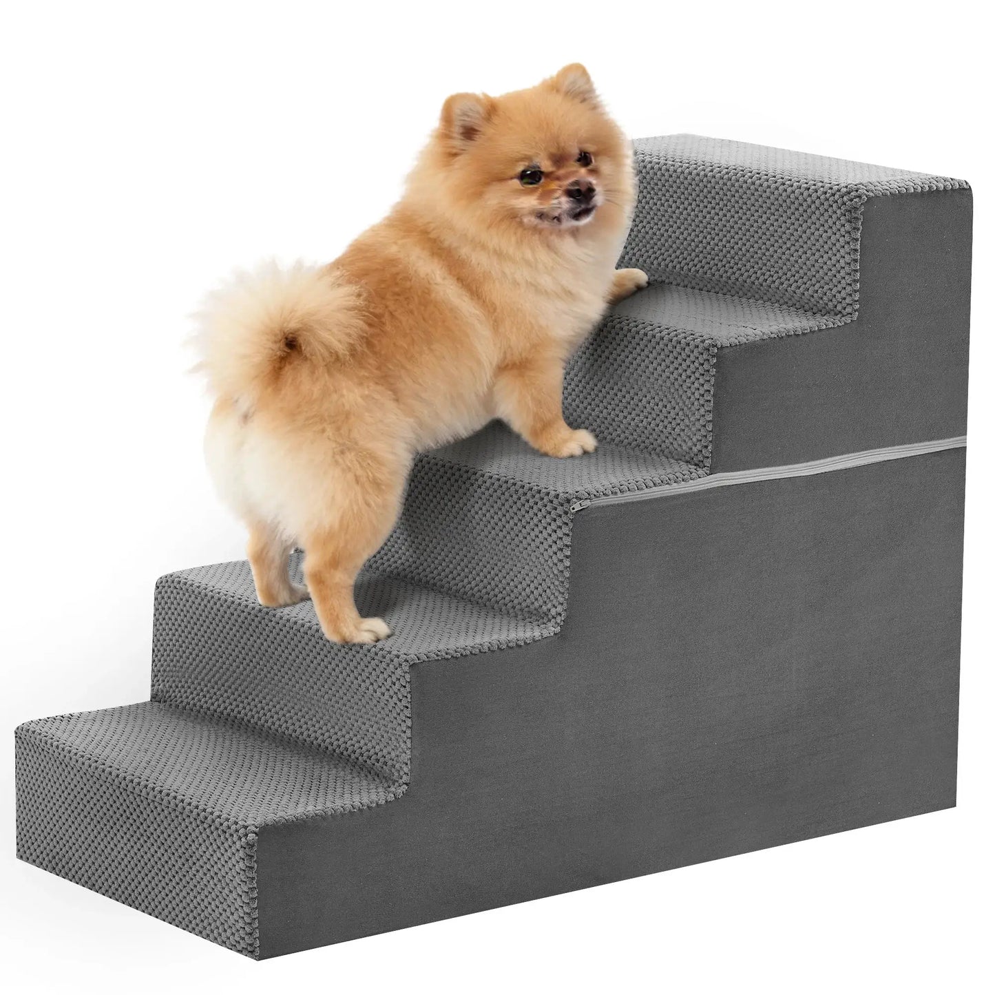 JHK 3-5 Step Right Angled Foam Dog Stairs Ramp for Small Dogs Climbing Ladder Indoor Non-Slip Pet Ladder Ramp Stairs For Home by Furtastic Pet Essentials
