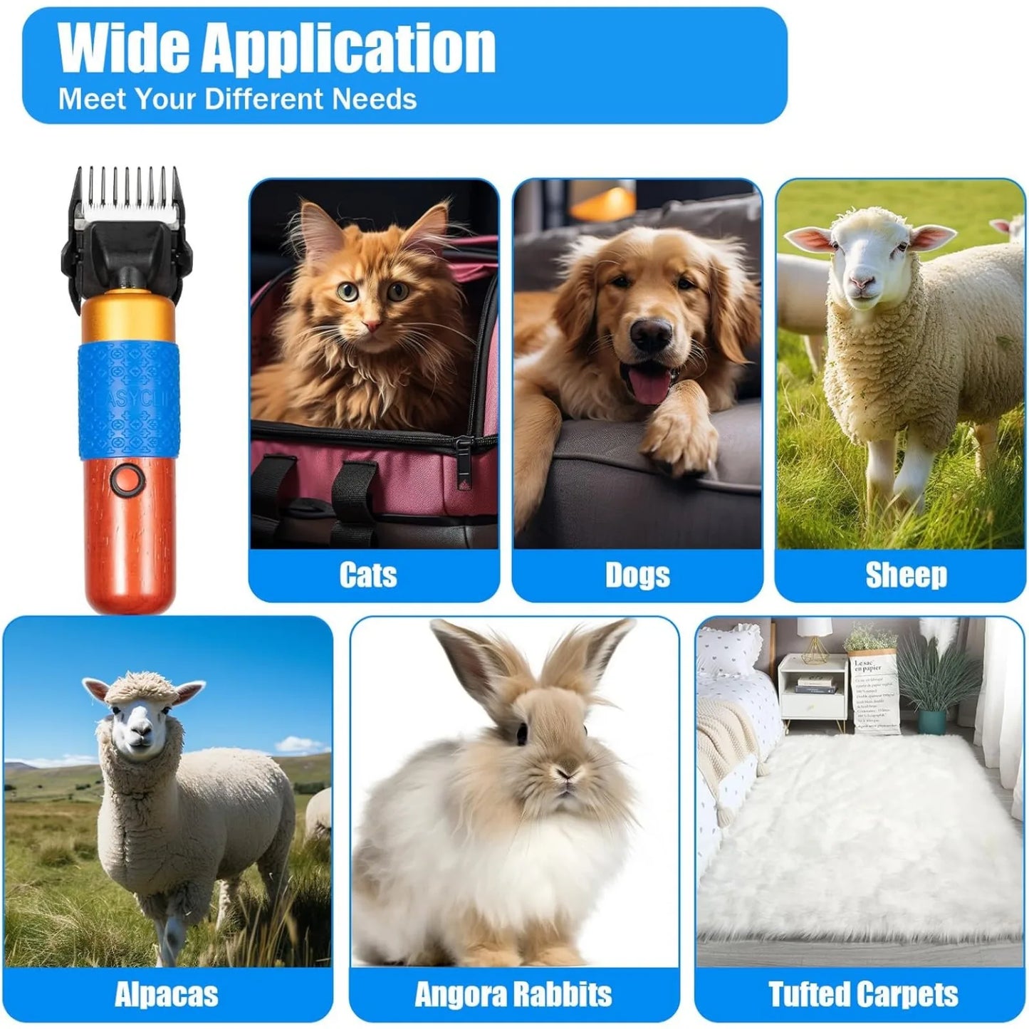 Bymaocar 200W Electric Pet Clippers Low Noise Dog Grooming Kit
