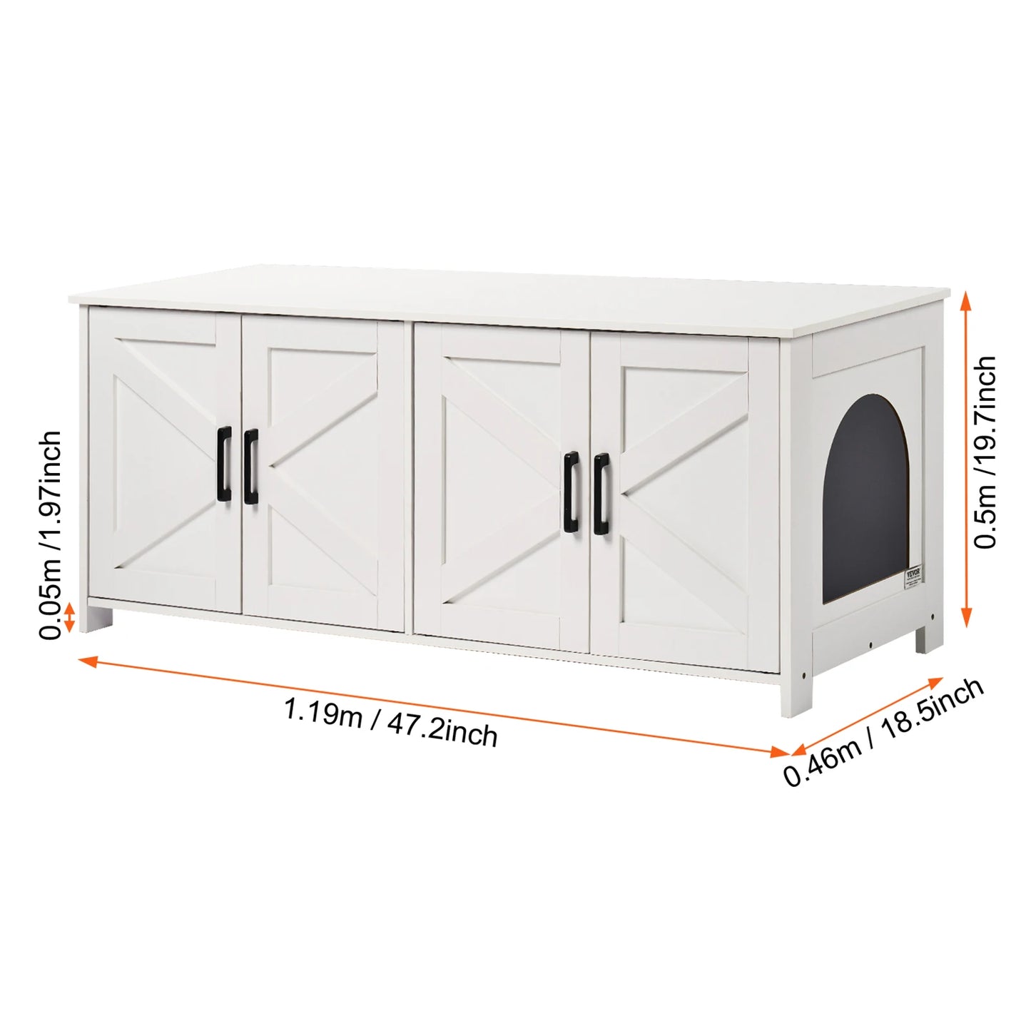 SucceBuy Cat Litter Box Enclosure For Two Cats Hidden Cabinet