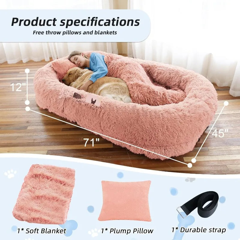 High-concerned Chemical Human Dog Bed With Washable Faux Fur Orthopedic