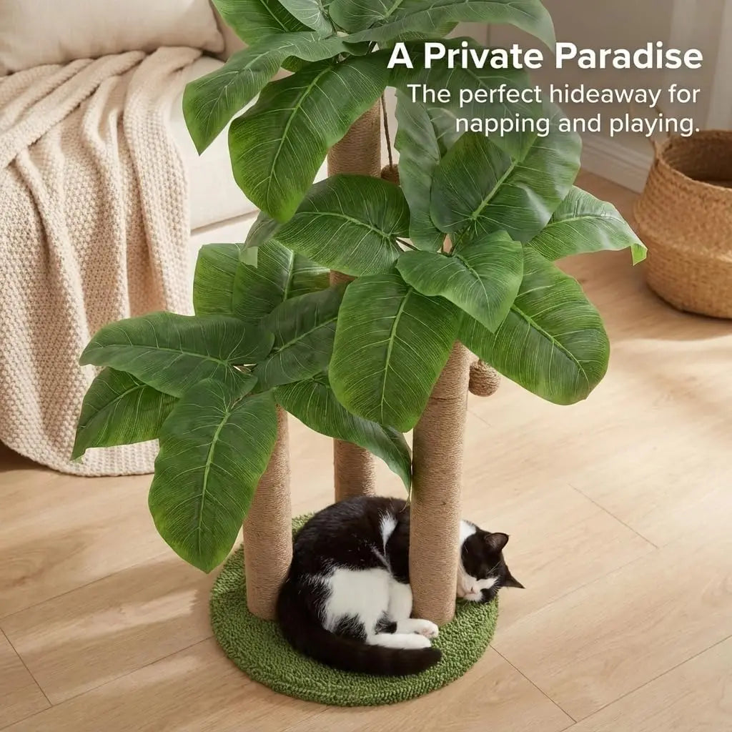 LEMONDAD Cat Scratching Tree With 3 Poles And 2 Dangling Balls