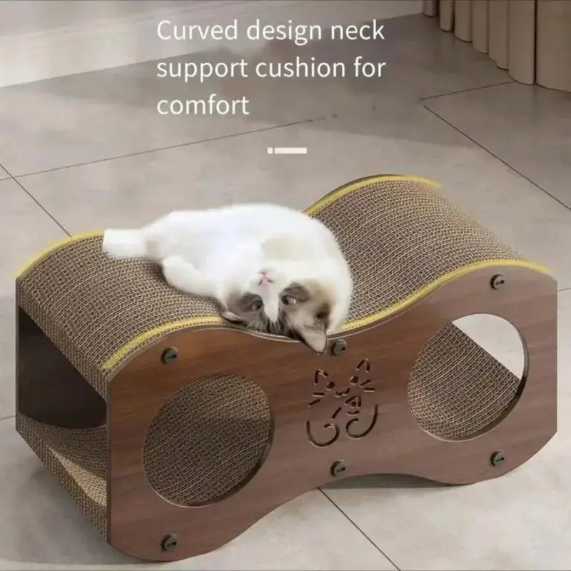Sturdy Walnut Cat Scratching Post With Integrated Cat Bed by Furtastic Pet Essentials