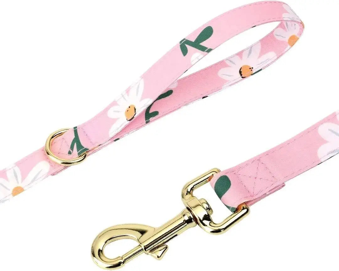 Dog Collar Harness Leash Set Mesh Vest With Flower For Small And Medium Dogs