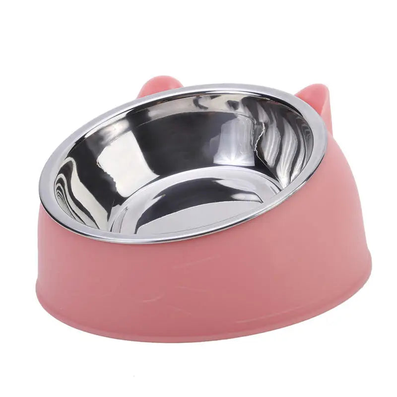 Stainless Steel Cat Feeding Bowl With Inclined Design For Cats