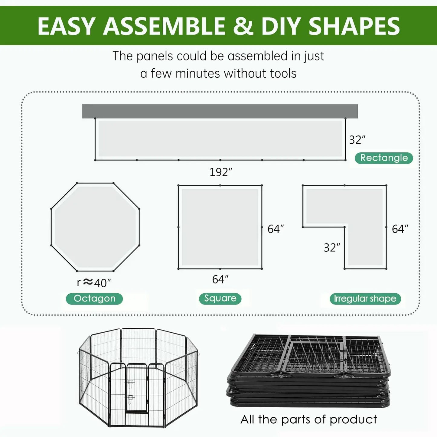 Heavy Duty Dog Playpen Indoor Outdoor Rust Resistant