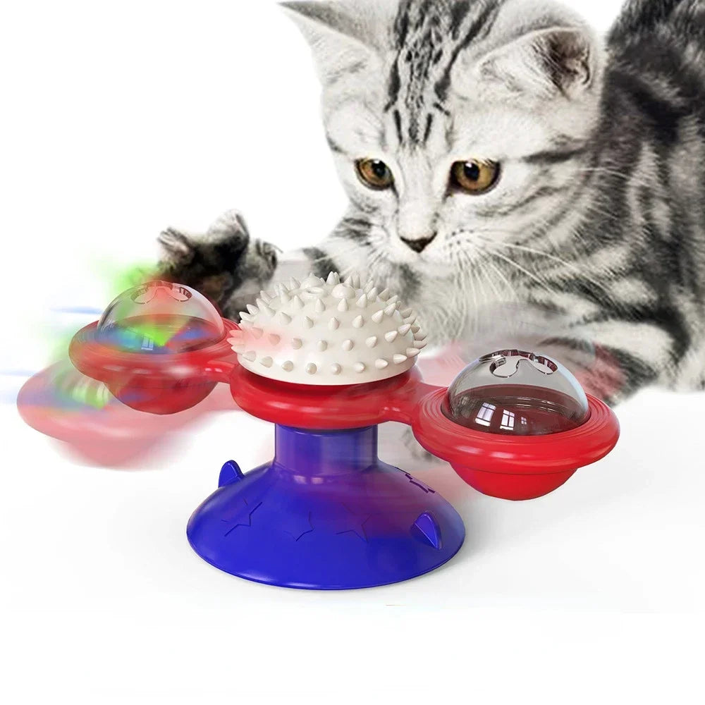 Windmill Cat Toy Interactive Puzzle Turntable for Cats and Kittens