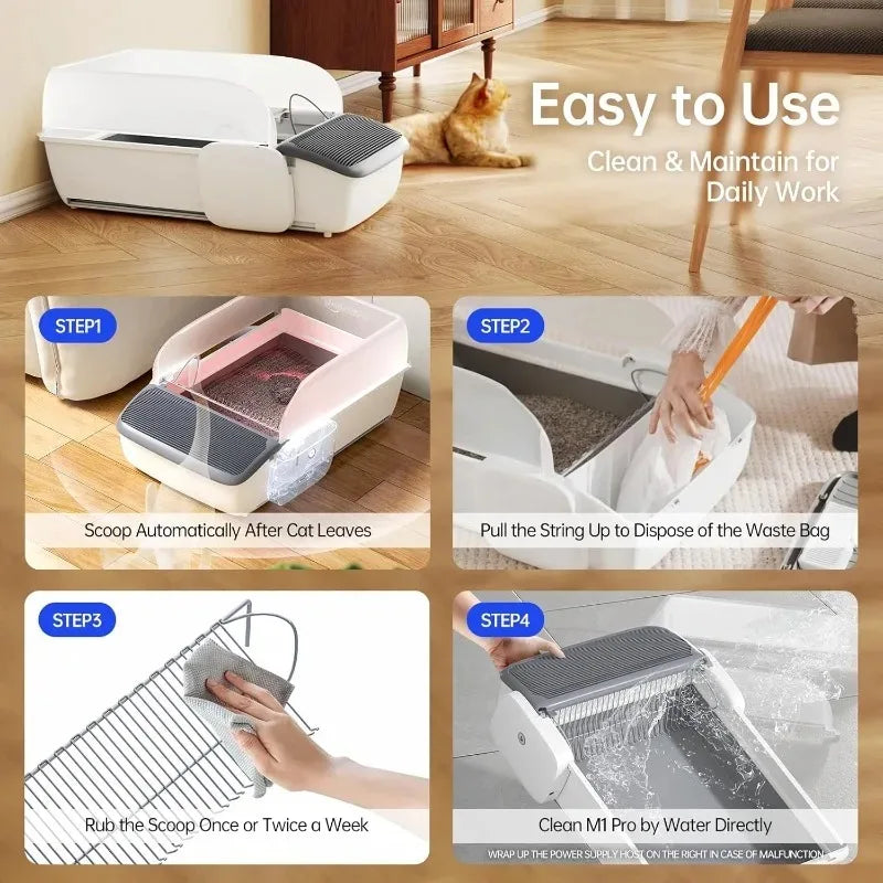 VOFORD Automatic Smart Cat Litter Box Self Cleaning Semi Enclosed