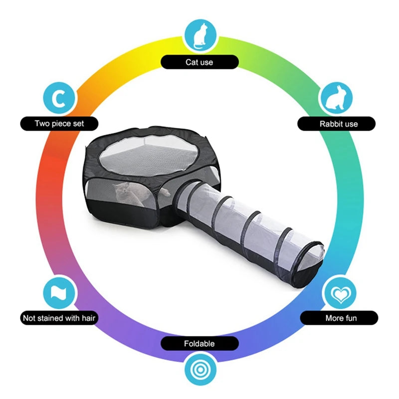 Cat Tunnel Cage House 2 in 1 CollapsiblePortable Tent
