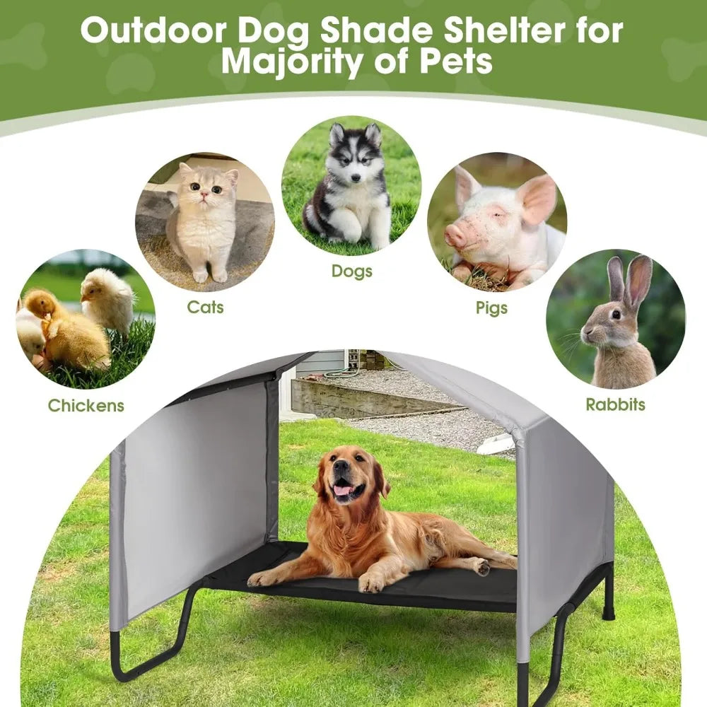 Outdoor Dog Bed With Canopy Shade Waterproof Sun Protection