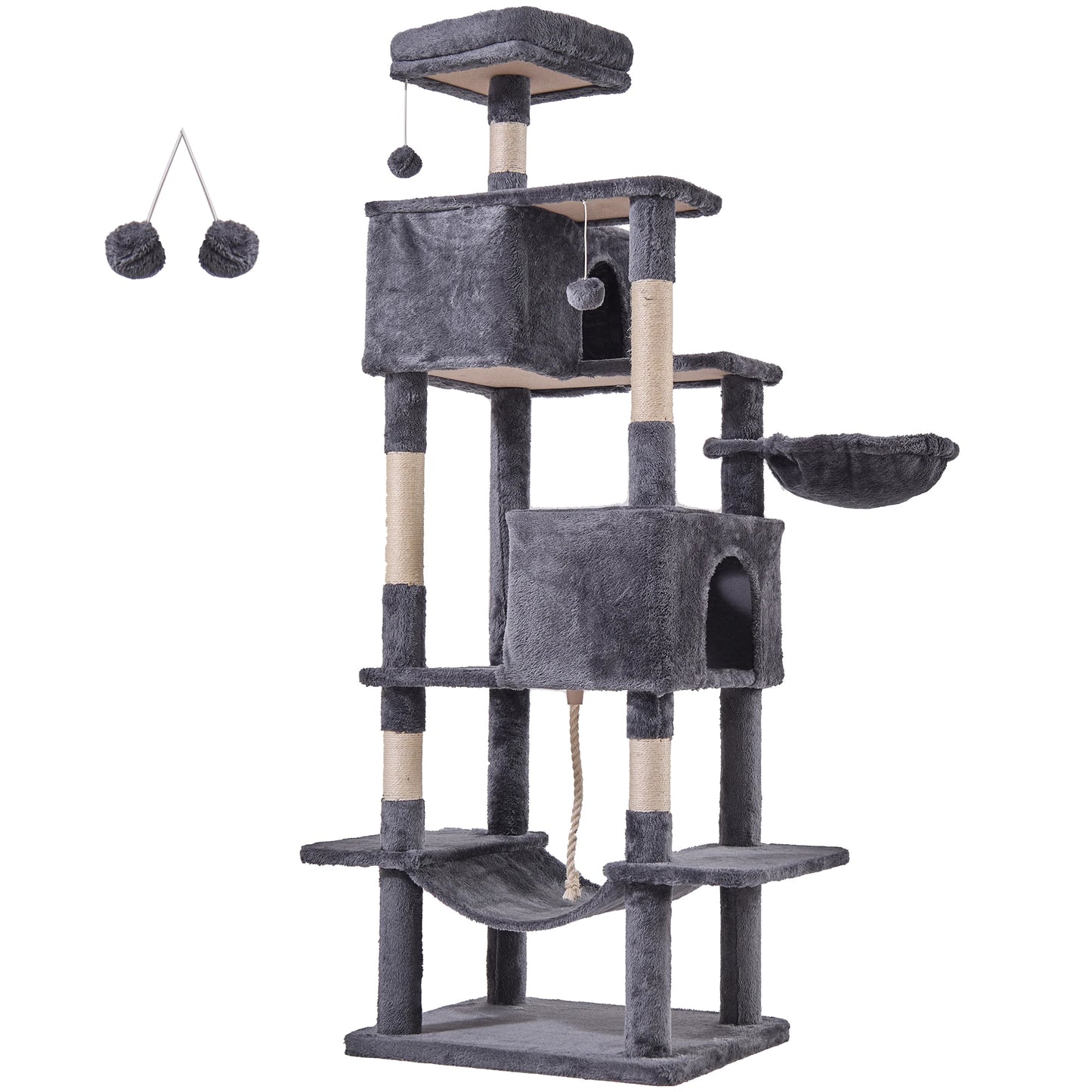 JHK Natural Wood Cat Tree Tower With Condo Sisal Posts