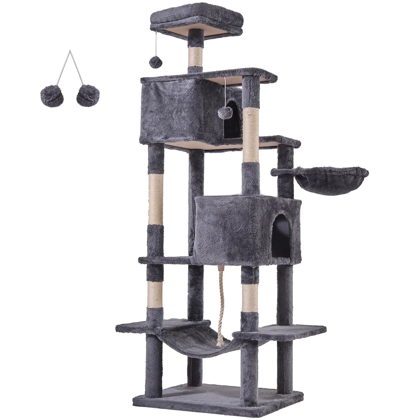 JHK Natural Wood Cat Tree Tower With Condo Sisal Posts by Furtastic Pet Essentials