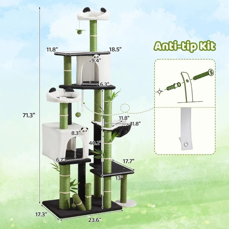 Indoor Cat Tree Panda Design Four Tier Kitty Condo