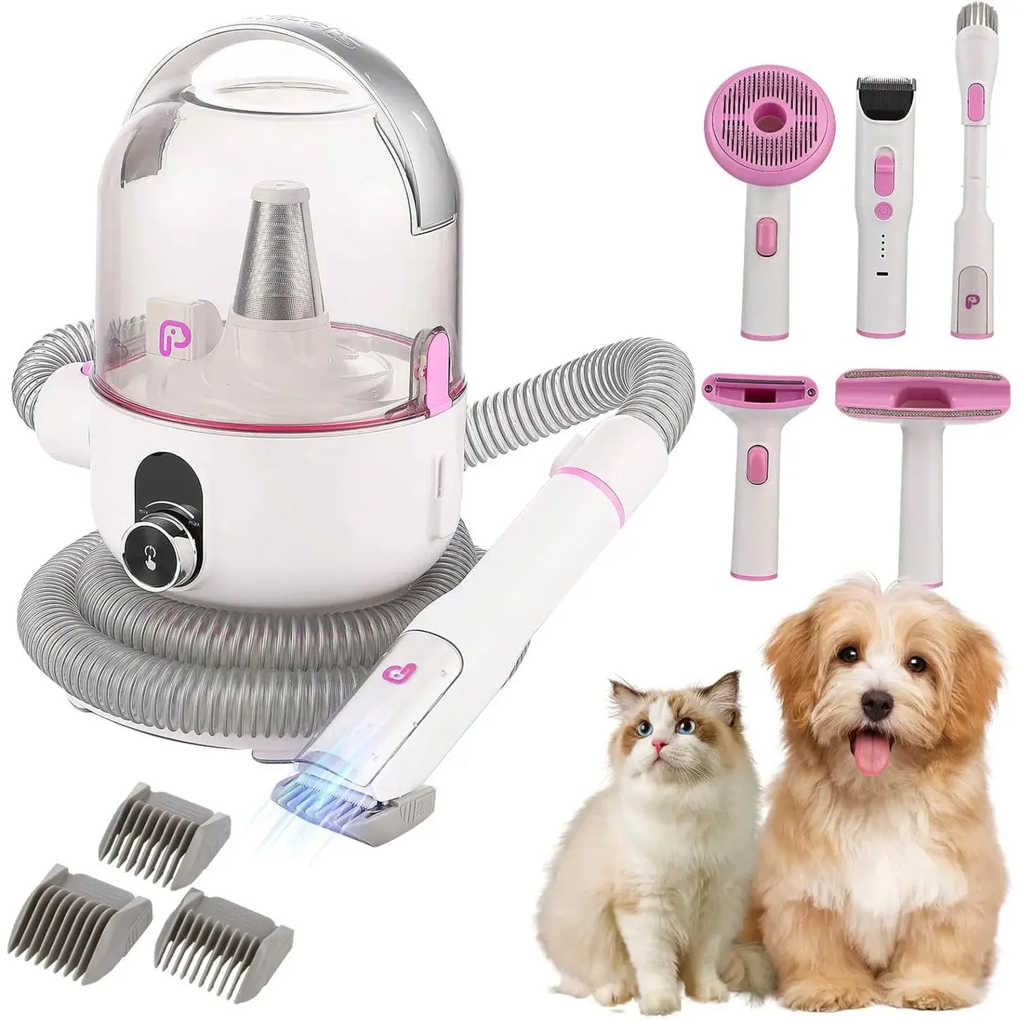 DishyKooker Pet Grooming Kit With Quiet Vacuum And 5 Grooming Tools For Pets by Furtastic Pet Essentials