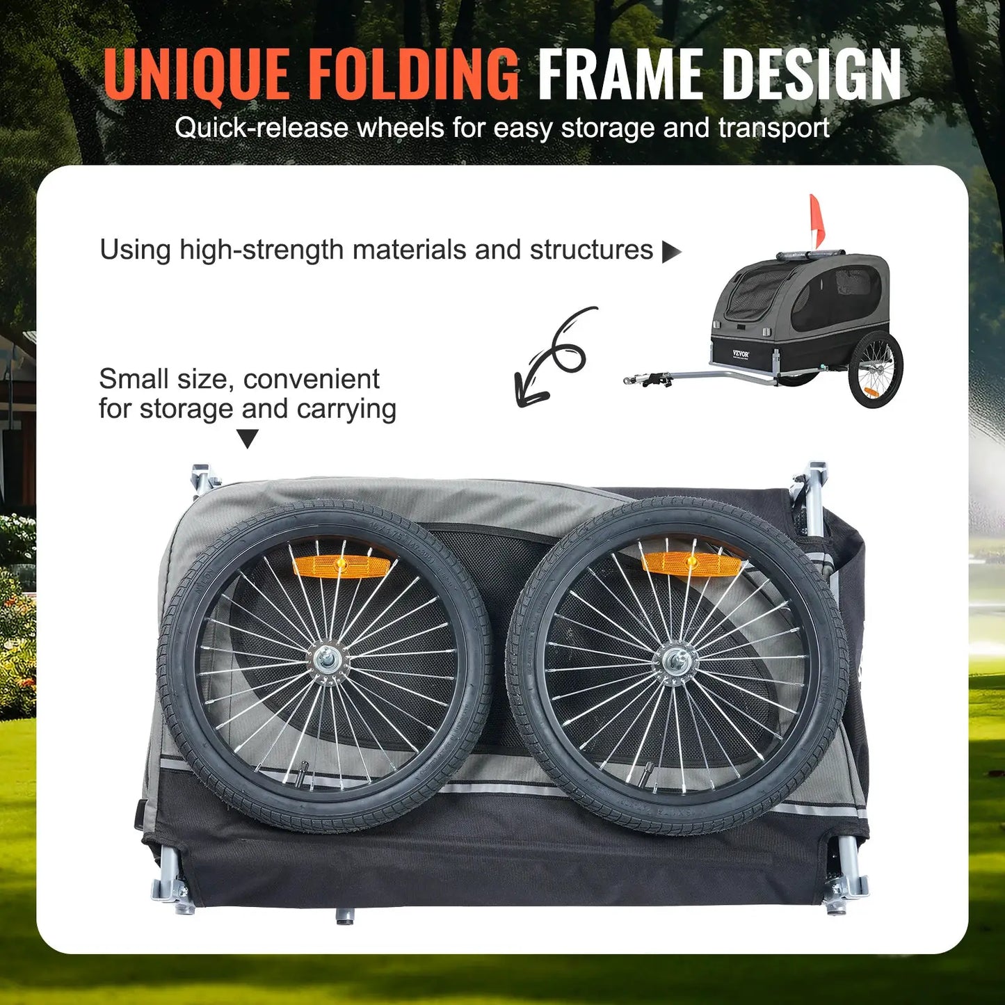SucceBuy Dog Bike Trailer Carrier With Wheels Reflectors Flag by Furtastic Pet Essentials