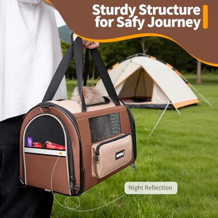Breathable Collapsible Pet Carrier Backpack for Cats and Small Dogs