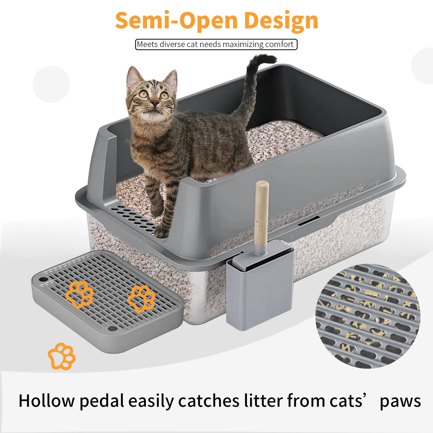 Feature Stainless Steel Cat Litter Tray With Lid High Wall