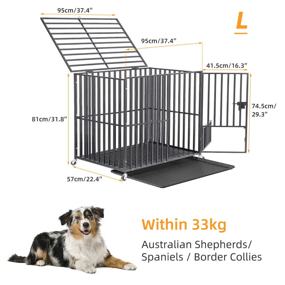 BORWARTH Heavy Duty Dog Crate Tear Resistant With Lockable Wheels