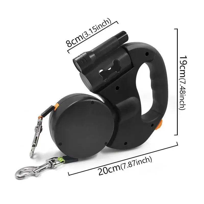 NONECN 3in1 Auto Retractable Dog Leash Flashlight Poop Bag Dispenser by Furtastic Pet Essentials