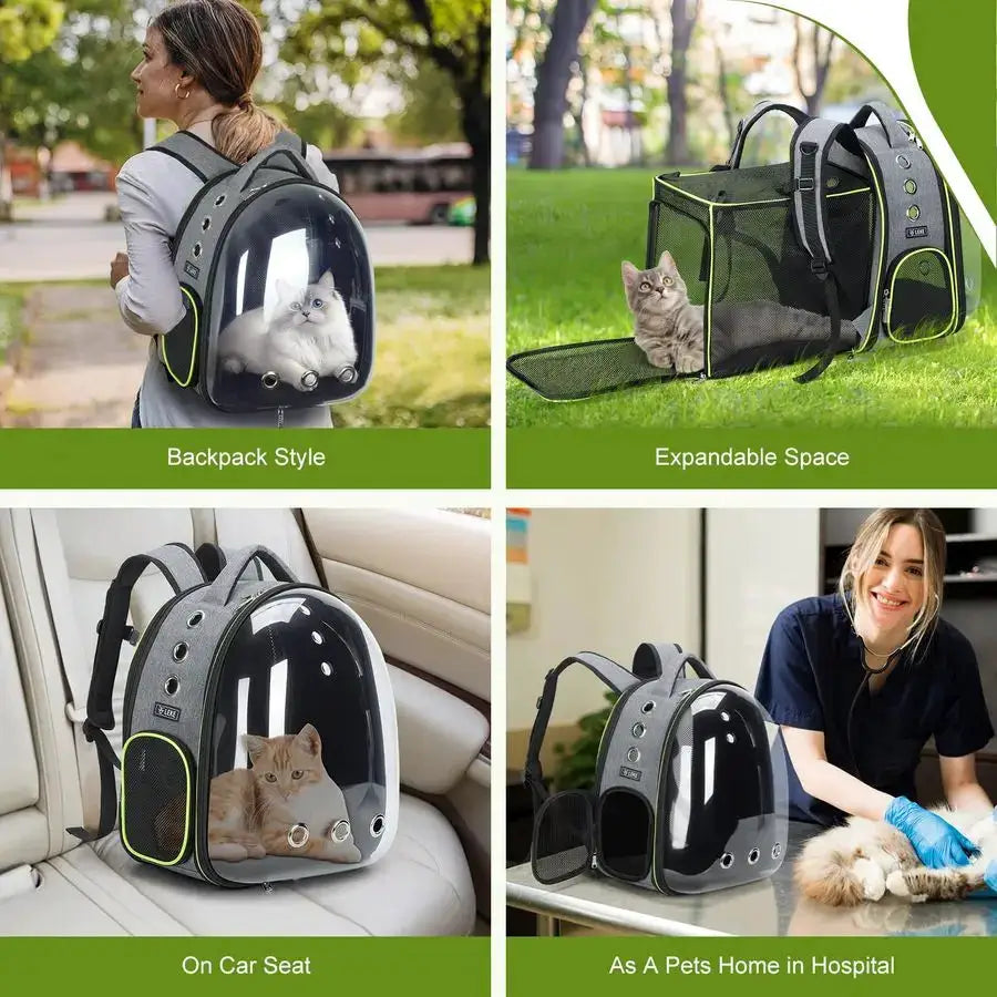 Bubble Cat Backpack Carrier With Expandable Space And Transparent Window by Furtastic Pet Essentials