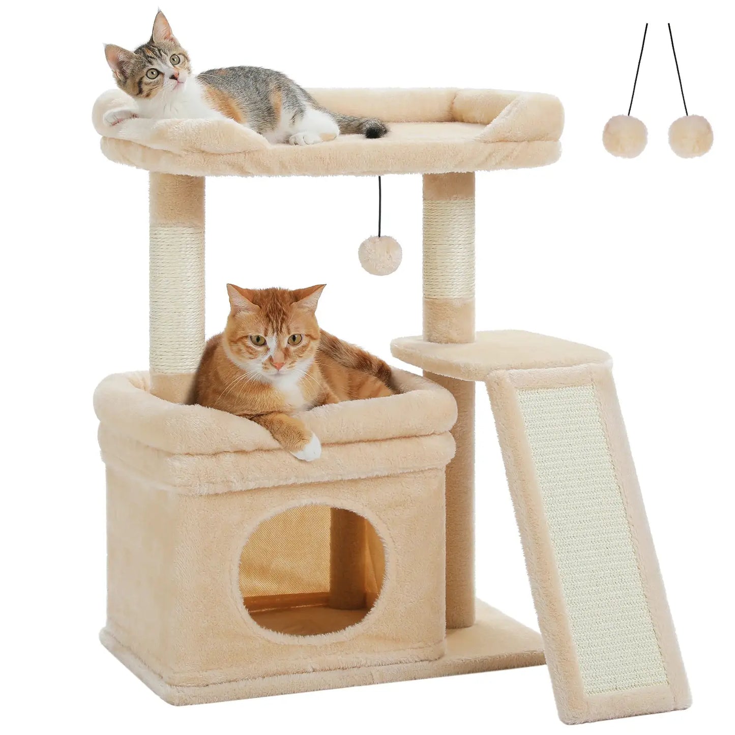 Small Cat Tree for Indoor Cat Tower with Sisal Scratching Post and Pad Wide Top Perch Large Cat Condo Cat Scratchers Cat Toys by Furtastic Pet Essentials
