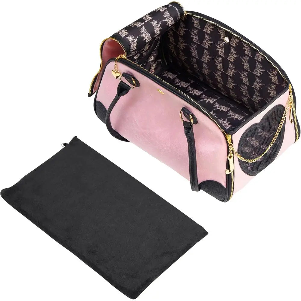 Give Me Treats Pet Carrier - Stylish Pink Travel Bag for Small Dogs and Cats