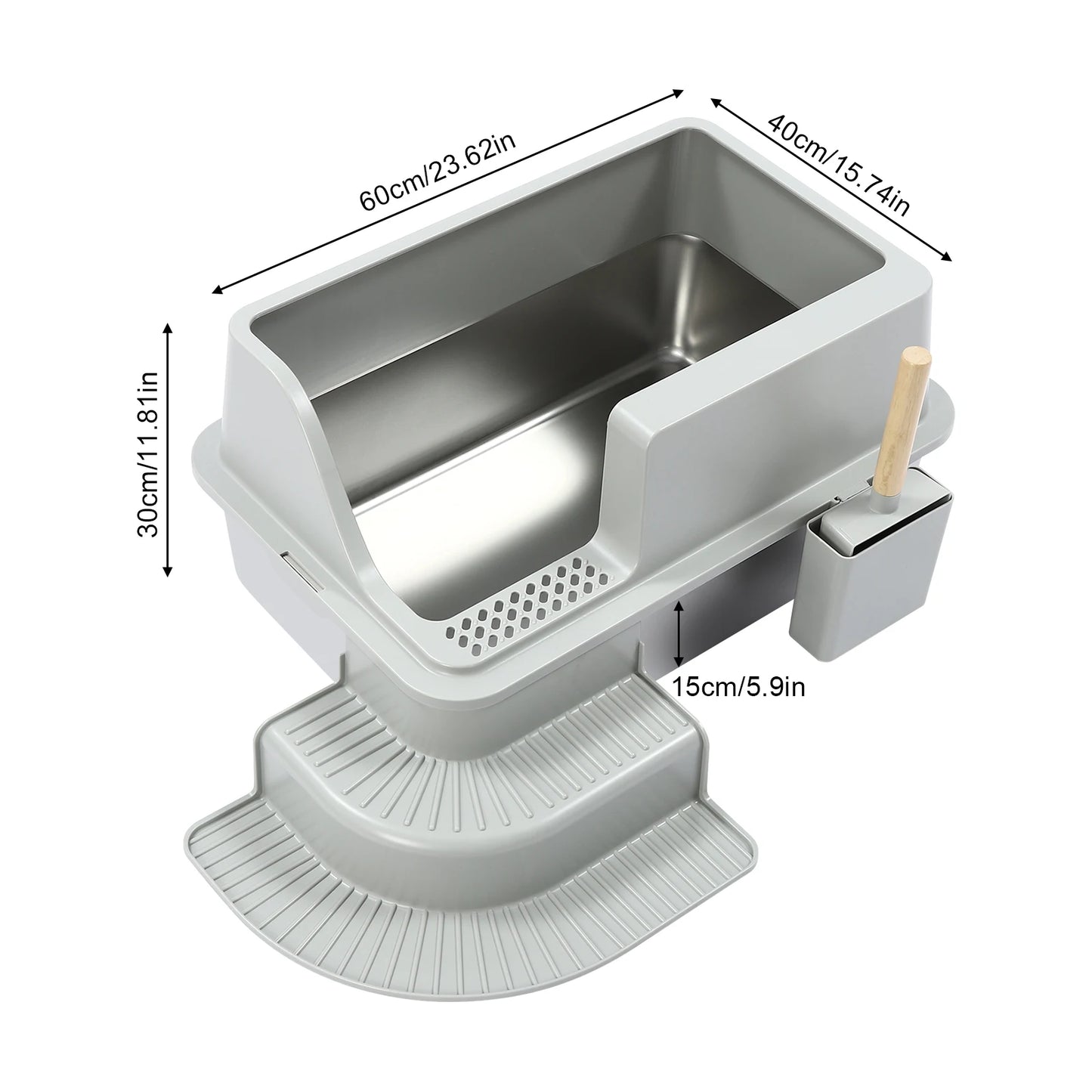 Stainless Steel Cat Litter Box With High Walls Easy Cleaning