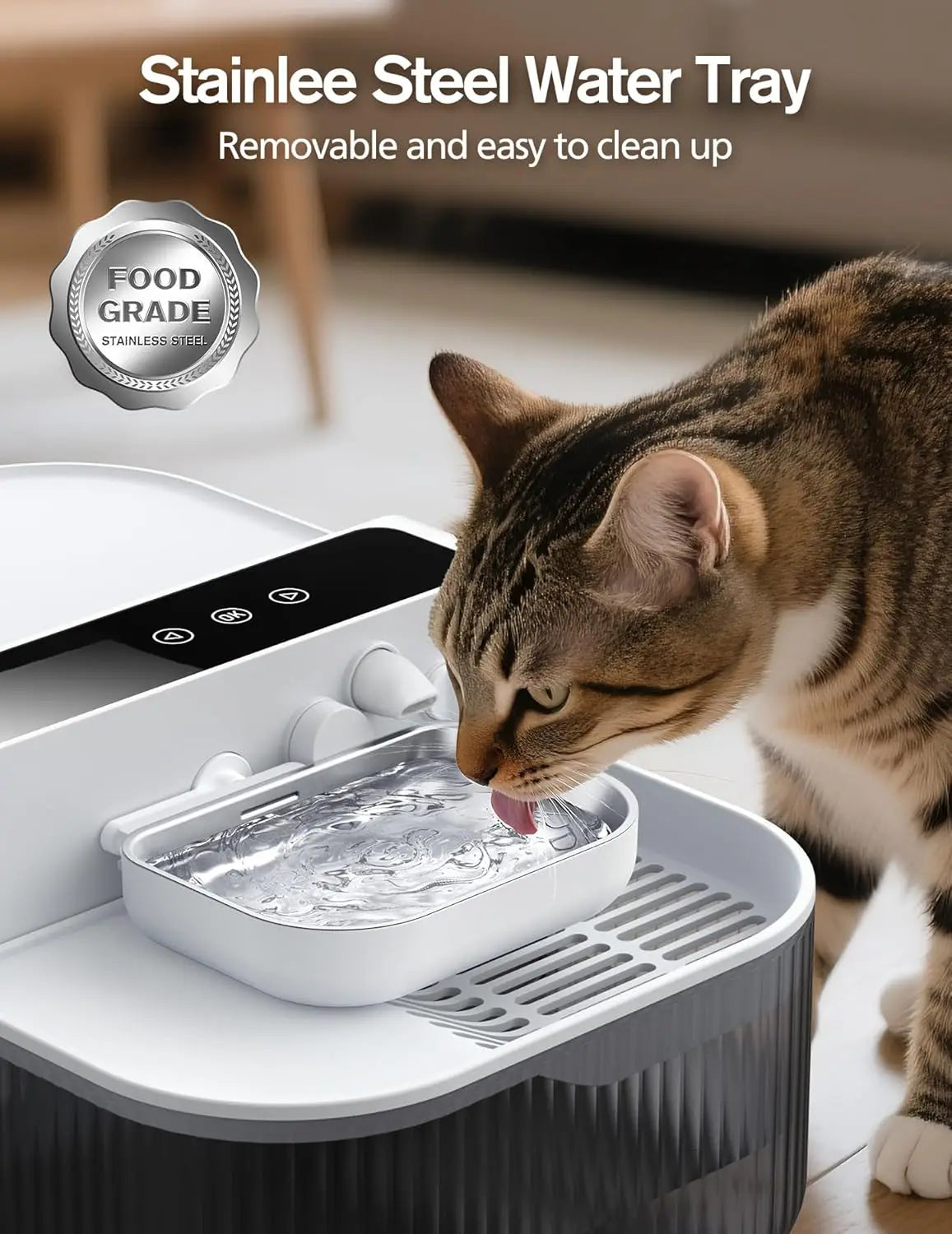Wireless Pet Water Fountain With Custom Flow Schedule For Cats