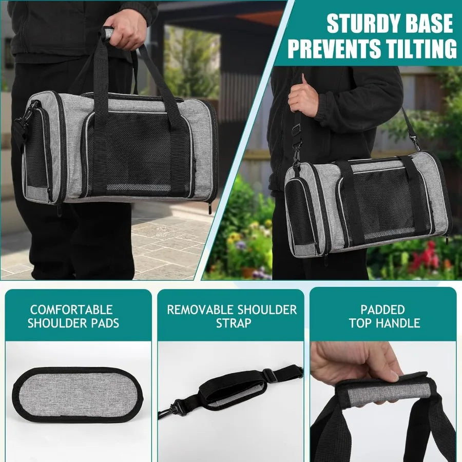 Portable Foldable Soft Sided Pet Carrier For Cats And Dogs