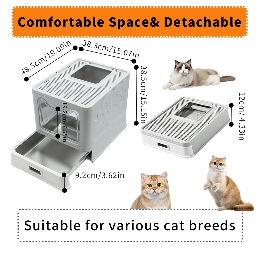 Feature Enclosed Stainless Steel Cat Litter Box Lid Top Entry