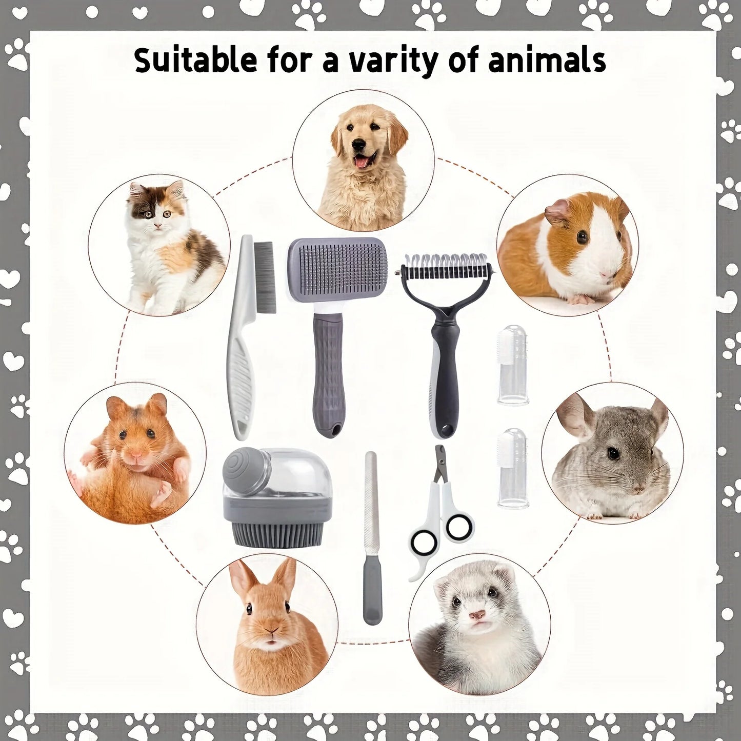 Dog Grooming Kit 8 Piece Self Cleaning Set With Clippers