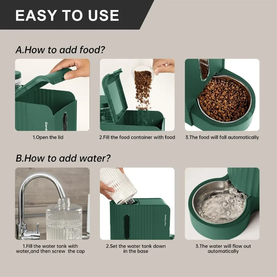 Hign-concerned Automatic Gravity Pet Feeder and Water Dispenser