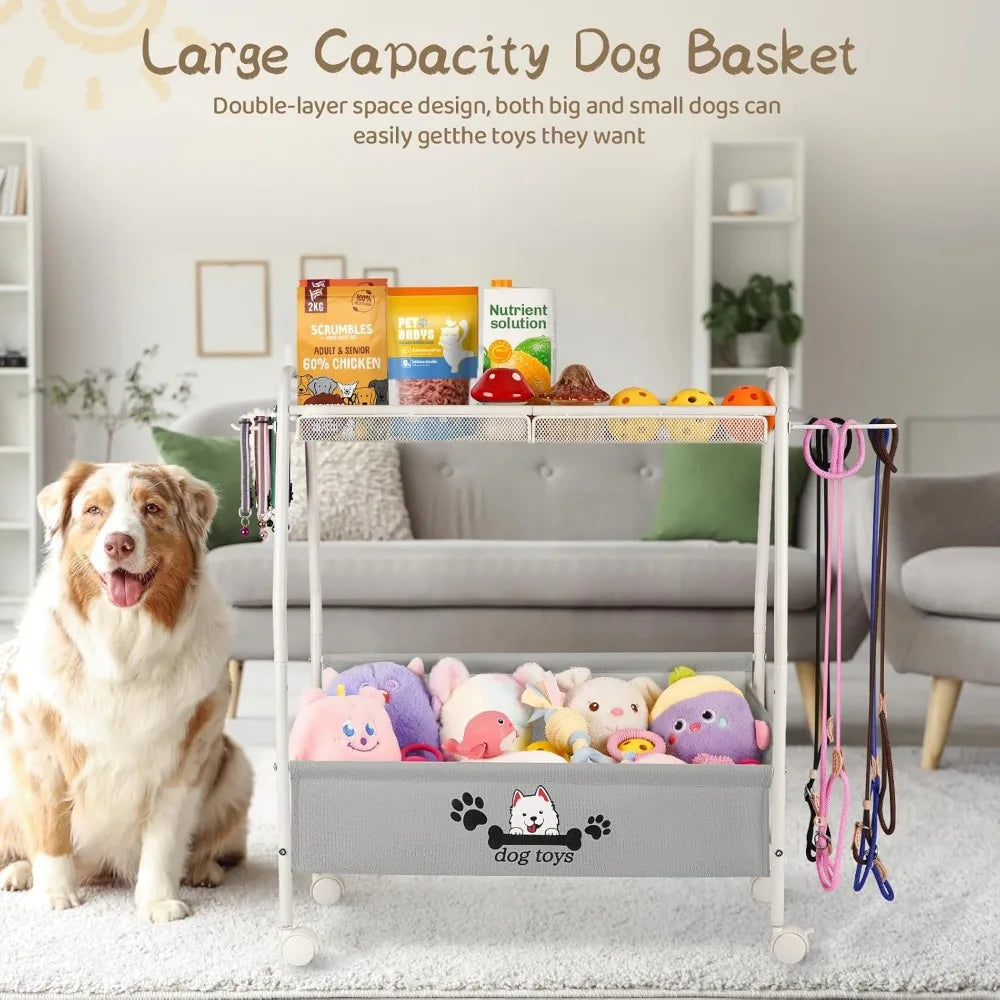 2 Tier Dog Toy Storage Basket Organizer for Living Room