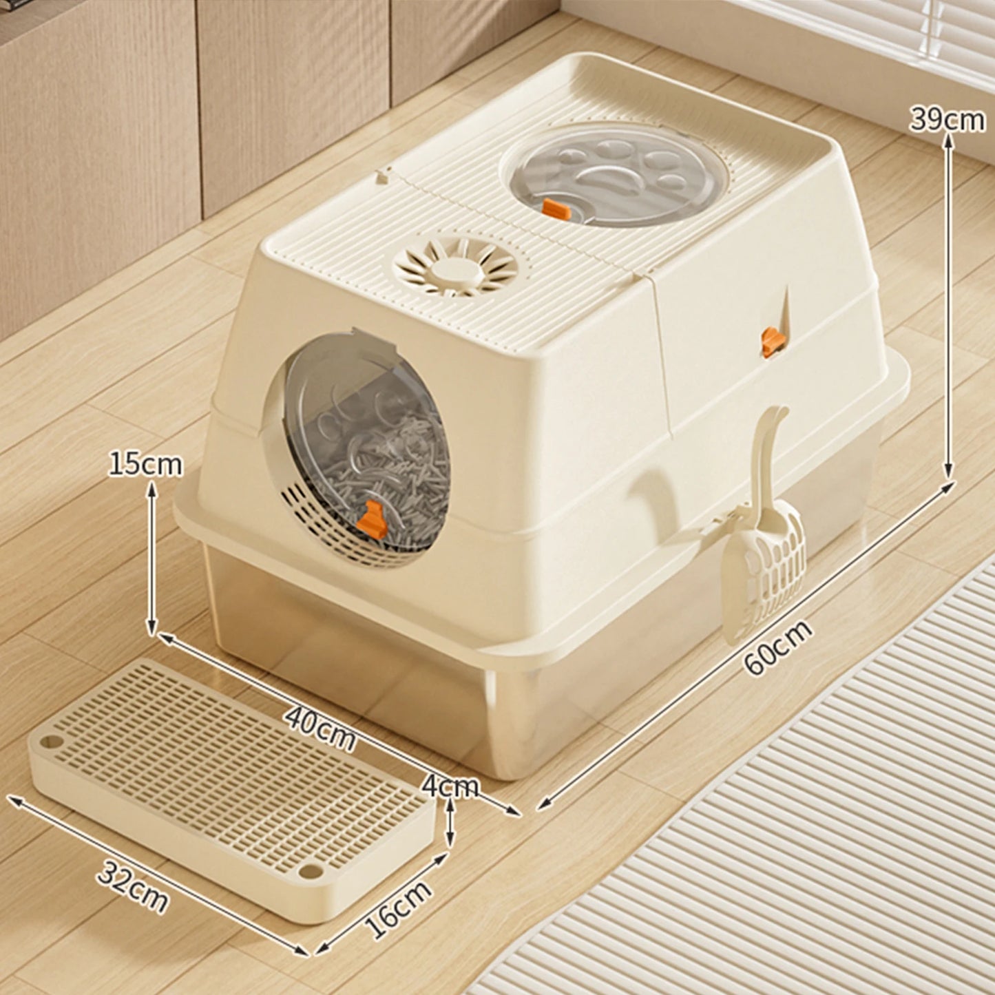 HiMIS Cat Litter Box With Lid Anti-Leakage Non-Stick