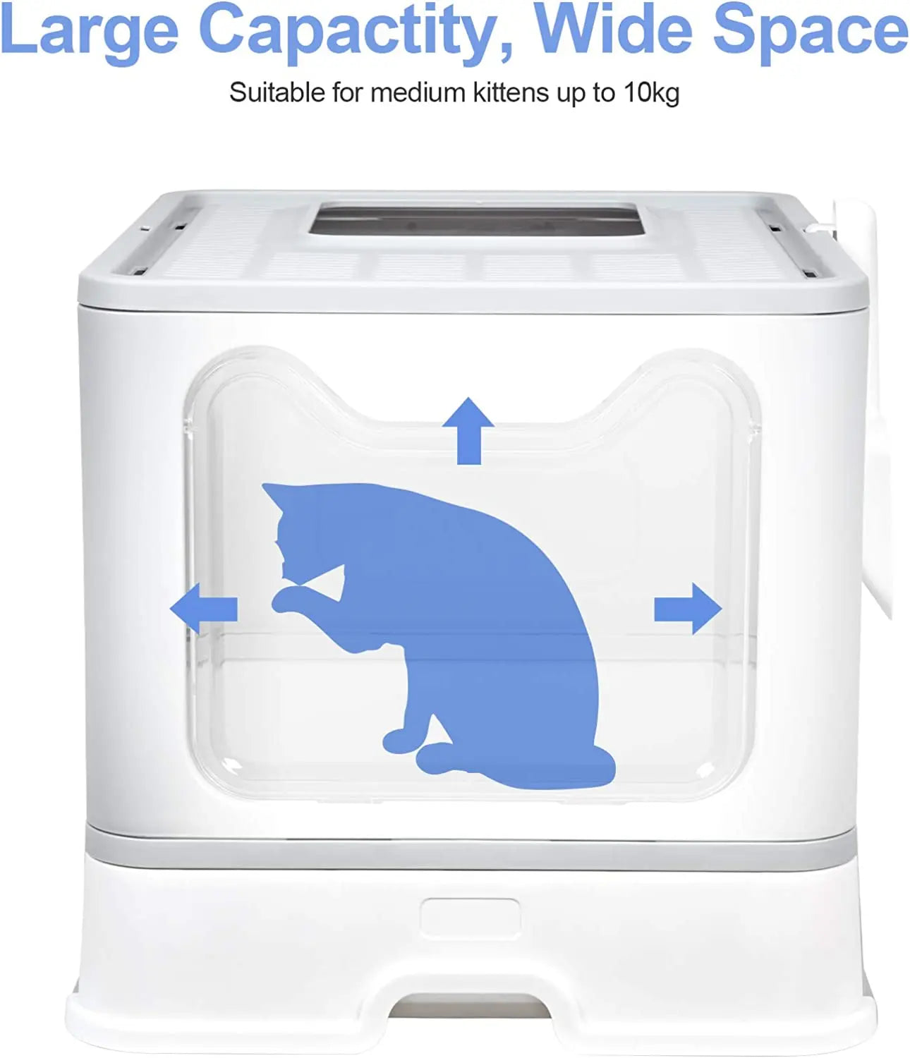 Feature Front Entry Hooded Cat Litter Box With Drawer Scoop