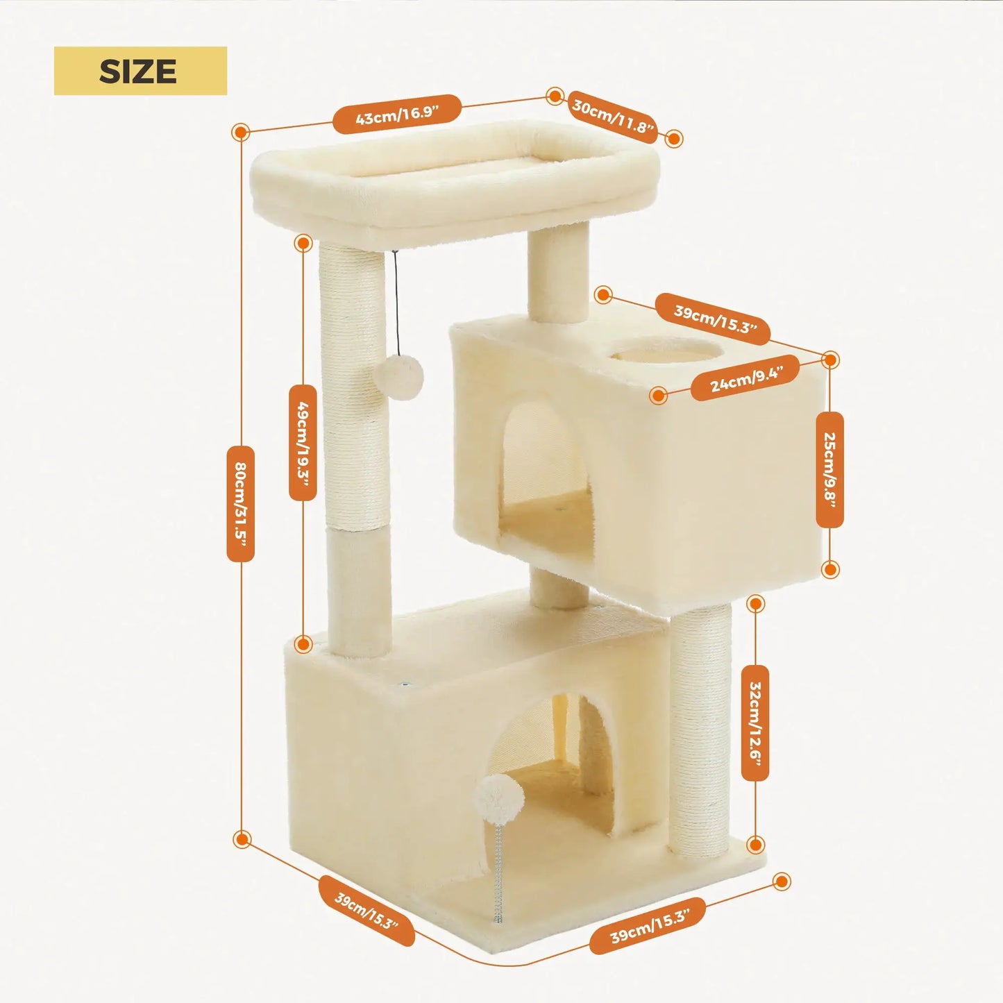 PAWZ Road Large Cat Tree Indoor Multi Level Tower Condos by Furtastic Pet Essentials