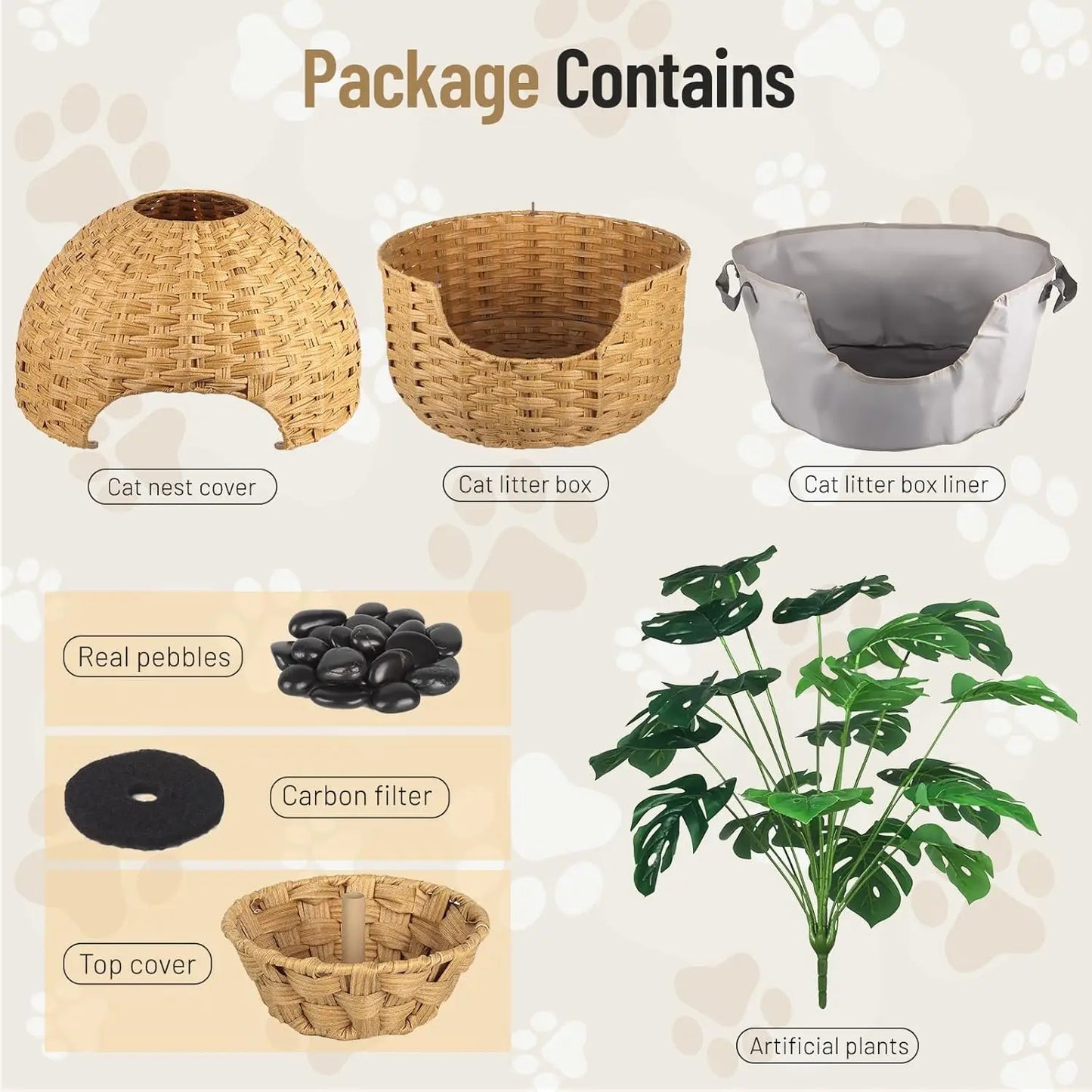 XMSJ Hidden Cat Litter Box With Faux Plant Odor Control