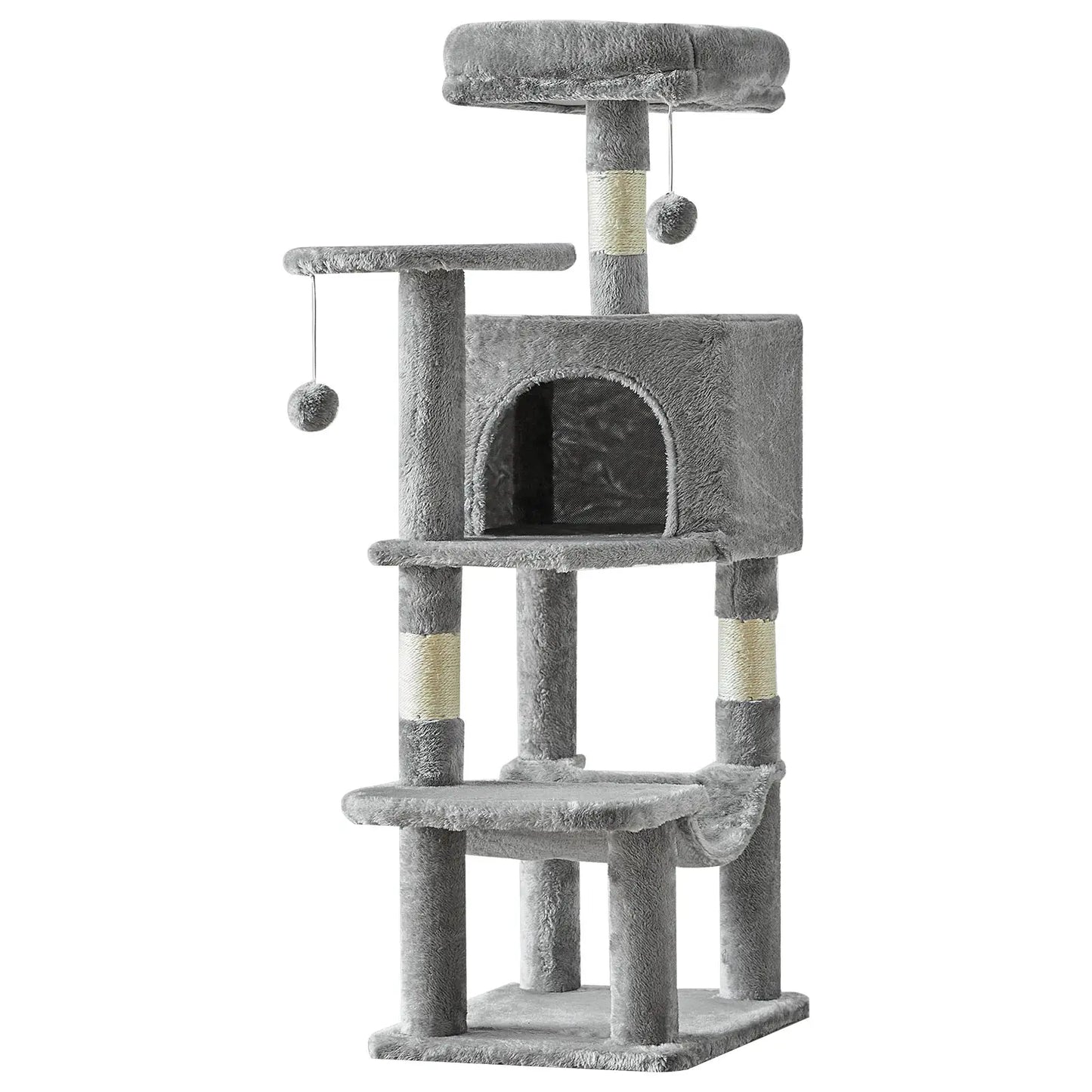 JHK 44In Cat Tree Tall Multi-Cat Climbing Tower for Pet Furniture Natural Sisal Scratching Posts Stable Pet House for Indoor Cat by Furtastic Pet Essentials