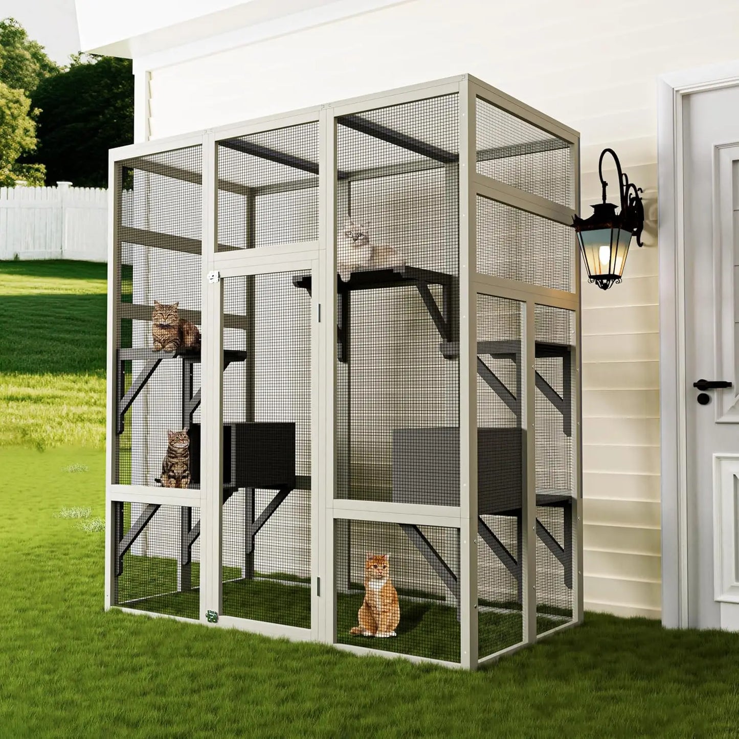 Outdoor Catio Cat Enclosure With Window Access And Walk-In Design