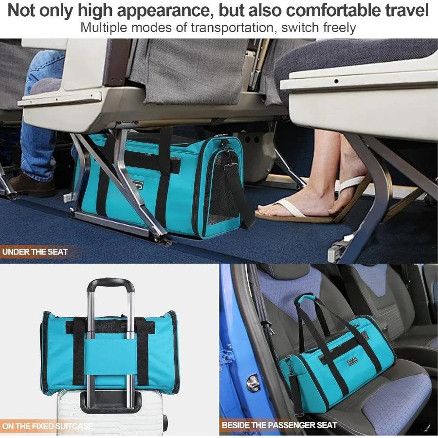 Foldable Soft Sided Carrier For Cats And Dogs Ventilated EscapeProof