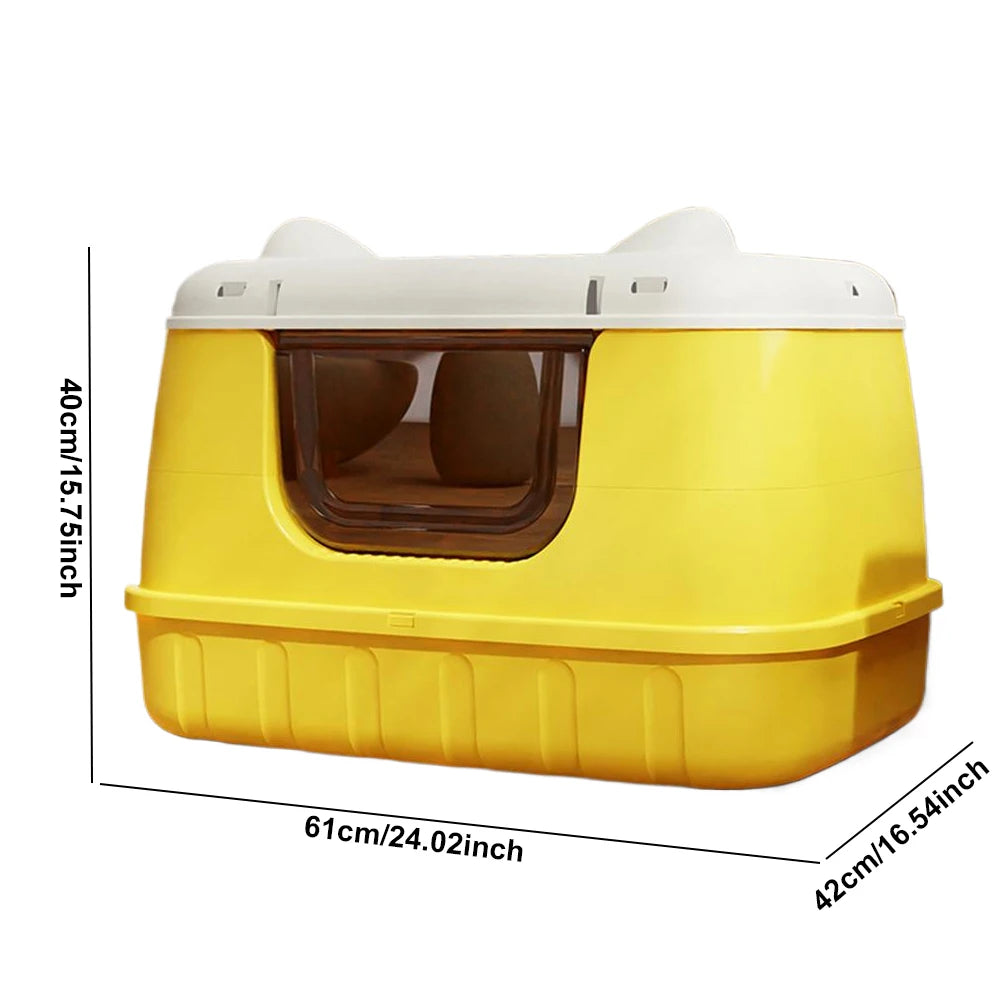 APWIKOGER Cat Litter Pan With Lid Anti Splashing For Large Cats