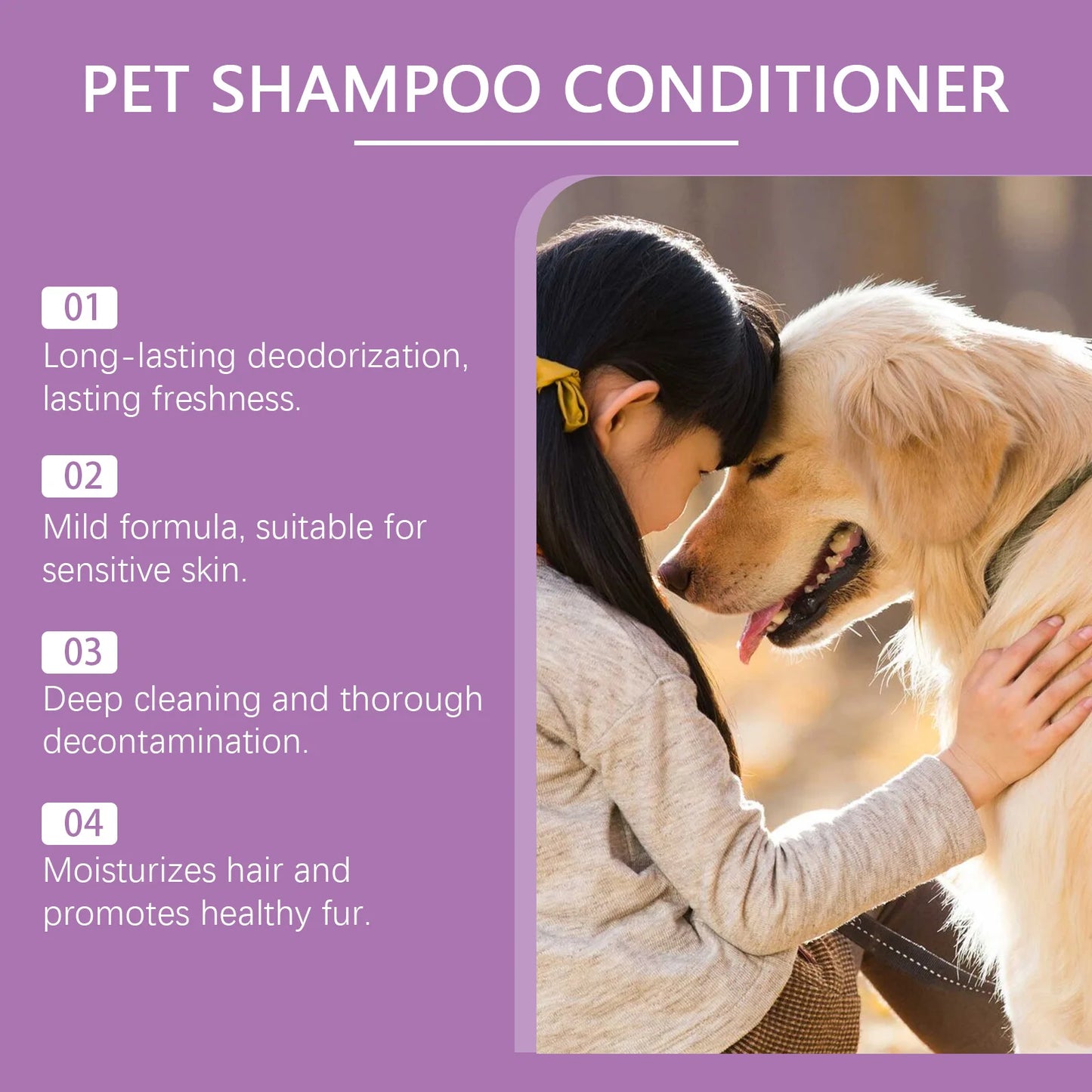Yegbong Pet Lavender Shampoo Gentle Cleaning Remove Dirt Volumize Smoothness
