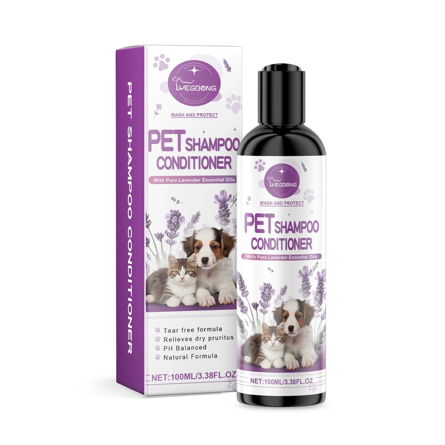 Yegbong Pet Lavender Shampoo Gentle Cleaning Remove Dirt Volumize Smoothness