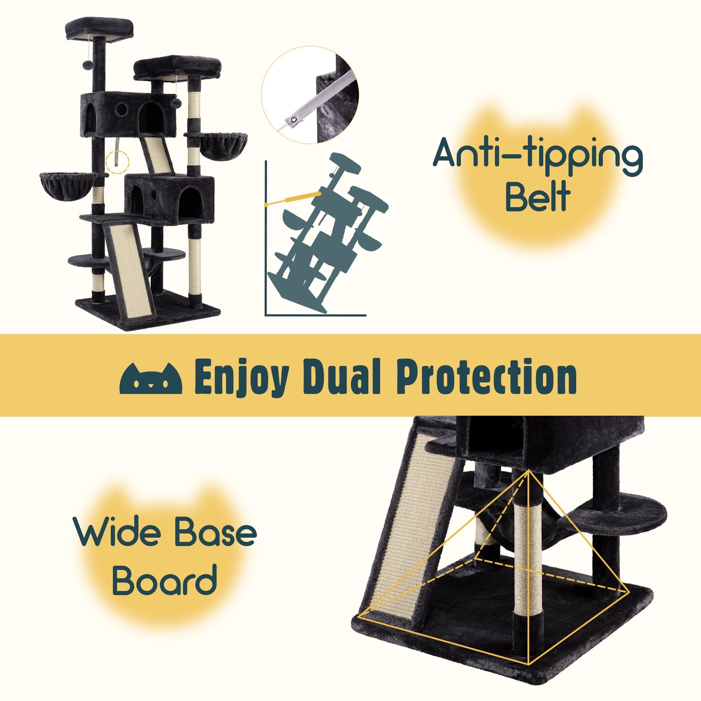 HOOMIC Multi-Level Cat Tree Tower With Plush Perches And Condo